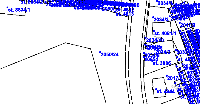Parcela st. 2050/24 v KÚ Hodonín, Katastrální mapa