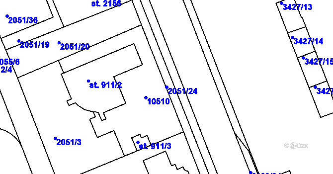 Parcela st. 2051/24 v KÚ Hodonín, Katastrální mapa