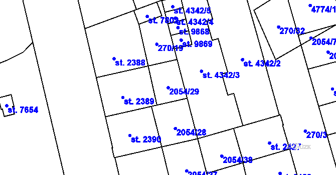 Parcela st. 2054/29 v KÚ Hodonín, Katastrální mapa