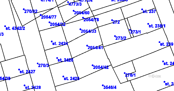 Parcela st. 2054/41 v KÚ Hodonín, Katastrální mapa