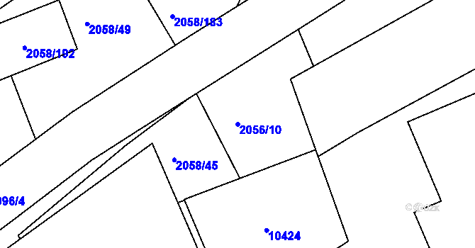 Parcela st. 2056/10 v KÚ Hodonín, Katastrální mapa