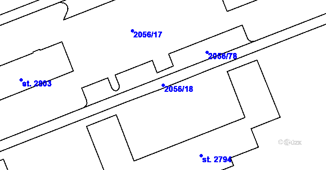 Parcela st. 2056/18 v KÚ Hodonín, Katastrální mapa