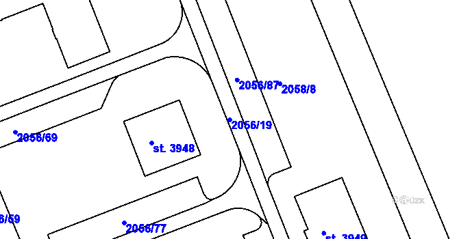 Parcela st. 2056/19 v KÚ Hodonín, Katastrální mapa