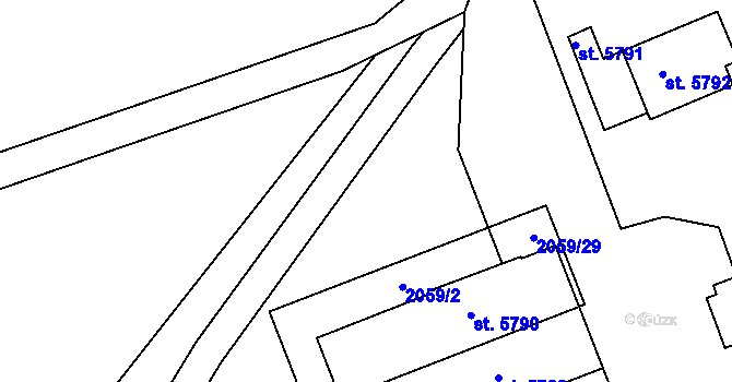 Parcela st. 2059/7 v KÚ Hodonín, Katastrální mapa