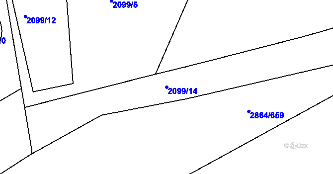Parcela st. 2099/14 v KÚ Hodonín, Katastrální mapa