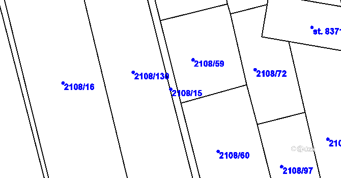 Parcela st. 2108/15 v KÚ Hodonín, Katastrální mapa