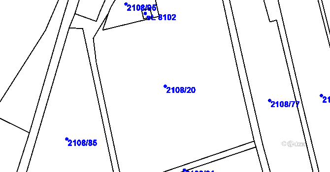 Parcela st. 2108/20 v KÚ Hodonín, Katastrální mapa