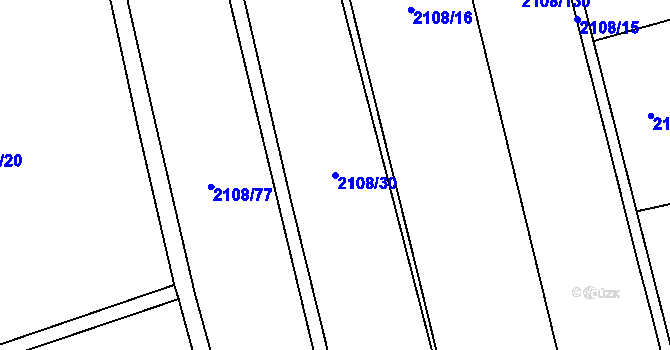Parcela st. 2108/30 v KÚ Hodonín, Katastrální mapa