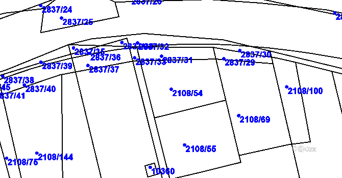 Parcela st. 2108/54 v KÚ Hodonín, Katastrální mapa