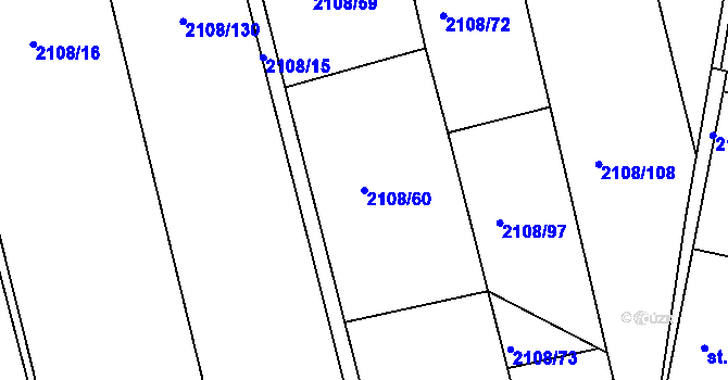 Parcela st. 2108/60 v KÚ Hodonín, Katastrální mapa