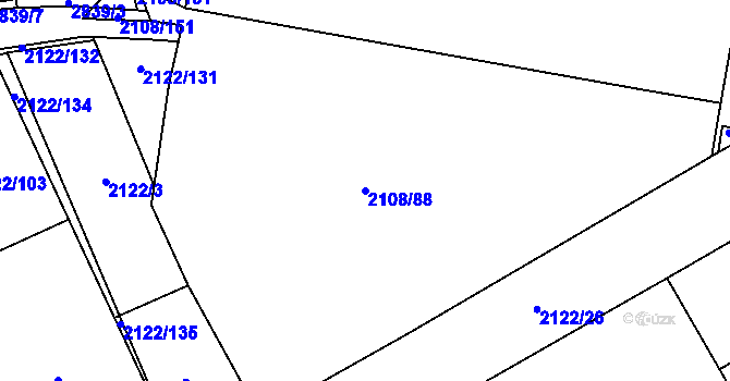 Parcela st. 2108/88 v KÚ Hodonín, Katastrální mapa