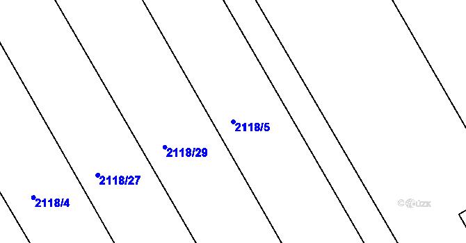 Parcela st. 2118/5 v KÚ Hodonín, Katastrální mapa