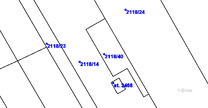 Parcela st. 2118/40 v KÚ Hodonín, Katastrální mapa