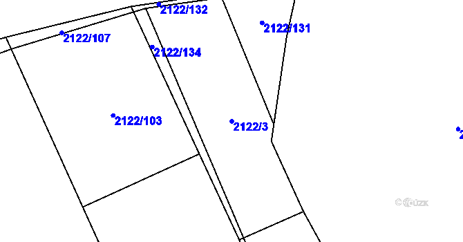 Parcela st. 2122/3 v KÚ Hodonín, Katastrální mapa