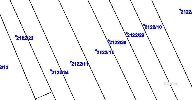 Parcela st. 2122/17 v KÚ Hodonín, Katastrální mapa