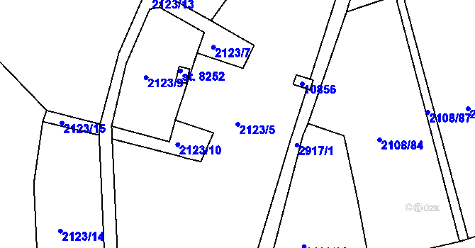 Parcela st. 2123/5 v KÚ Hodonín, Katastrální mapa