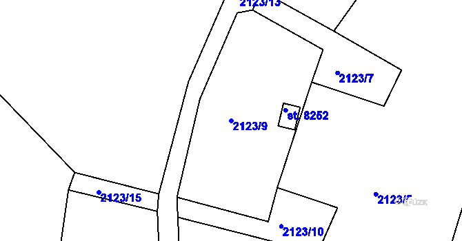 Parcela st. 2123/9 v KÚ Hodonín, Katastrální mapa