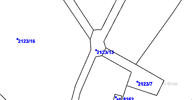 Parcela st. 2123/13 v KÚ Hodonín, Katastrální mapa