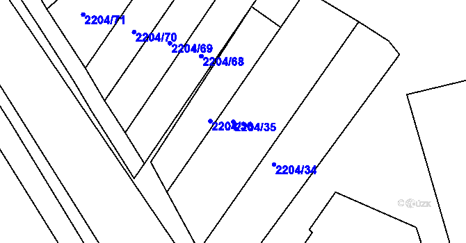 Parcela st. 2204/35 v KÚ Hodonín, Katastrální mapa