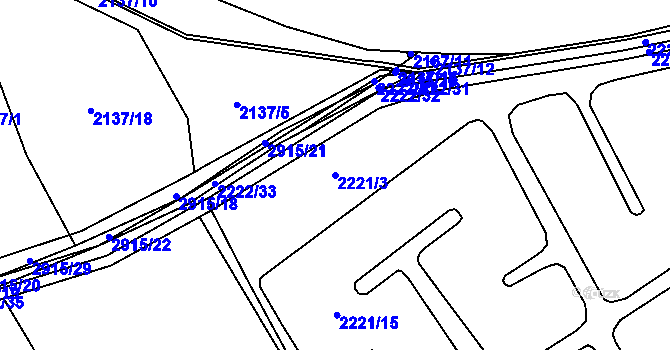 Parcela st. 2221/3 v KÚ Hodonín, Katastrální mapa
