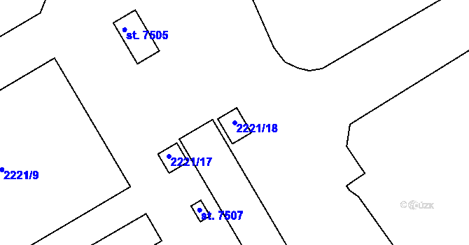 Parcela st. 2221/18 v KÚ Hodonín, Katastrální mapa