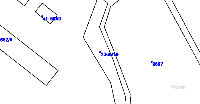 Parcela st. 2366/19 v KÚ Hodonín, Katastrální mapa