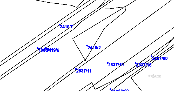 Parcela st. 2419/2 v KÚ Hodonín, Katastrální mapa
