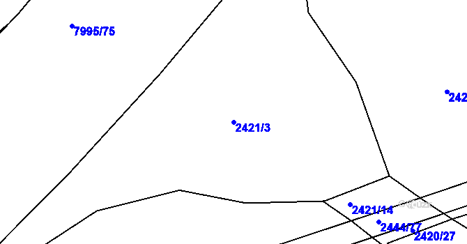 Parcela st. 2421/3 v KÚ Hodonín, Katastrální mapa