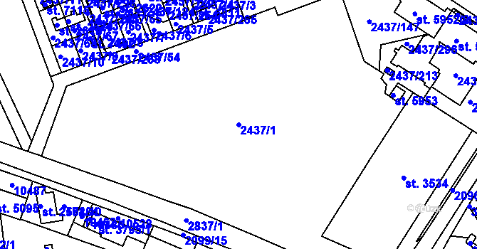 Parcela st. 2437/1 v KÚ Hodonín, Katastrální mapa