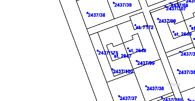 Parcela st. 2437/175 v KÚ Hodonín, Katastrální mapa