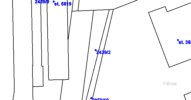 Parcela st. 2439/2 v KÚ Hodonín, Katastrální mapa