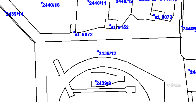 Parcela st. 2439/12 v KÚ Hodonín, Katastrální mapa