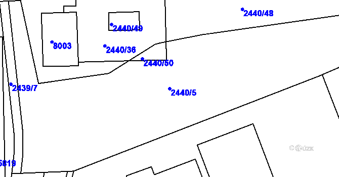 Parcela st. 2440/5 v KÚ Hodonín, Katastrální mapa