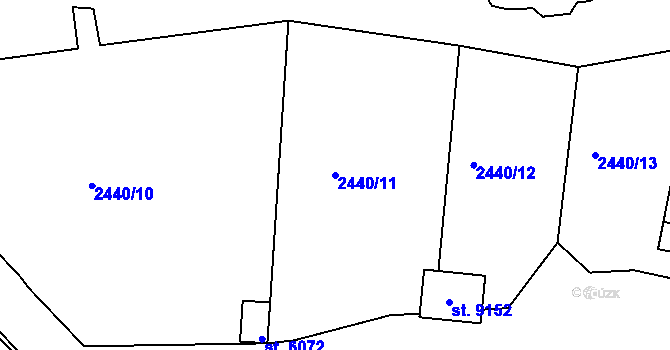 Parcela st. 2440/11 v KÚ Hodonín, Katastrální mapa