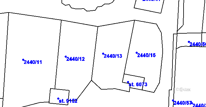 Parcela st. 2440/13 v KÚ Hodonín, Katastrální mapa