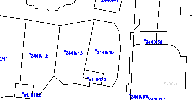 Parcela st. 2440/15 v KÚ Hodonín, Katastrální mapa