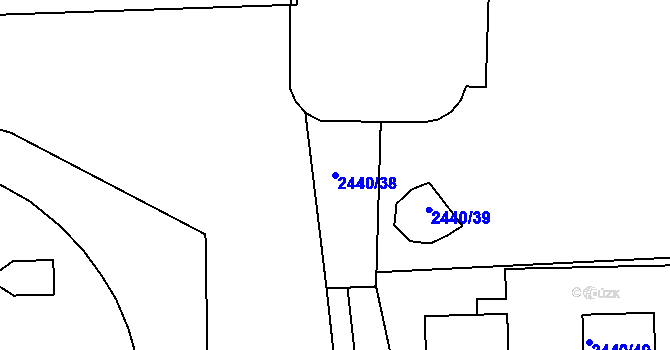 Parcela st. 2440/38 v KÚ Hodonín, Katastrální mapa