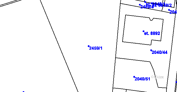 Parcela st. 2459/1 v KÚ Hodonín, Katastrální mapa