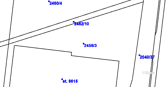 Parcela st. 2459/3 v KÚ Hodonín, Katastrální mapa