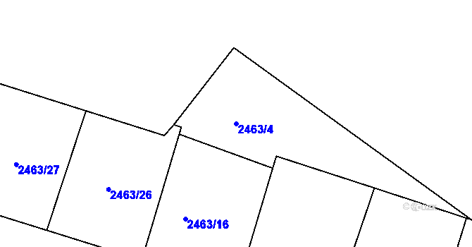Parcela st. 2463/4 v KÚ Hodonín, Katastrální mapa
