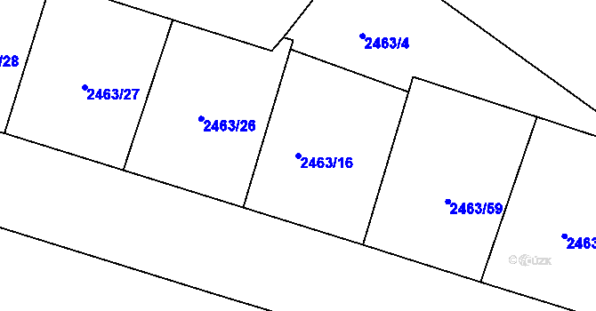 Parcela st. 2463/16 v KÚ Hodonín, Katastrální mapa