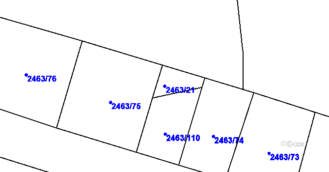 Parcela st. 2463/21 v KÚ Hodonín, Katastrální mapa