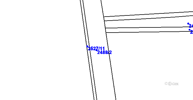 Parcela st. 2488/2 v KÚ Hodonín, Katastrální mapa