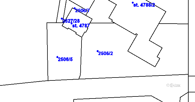 Parcela st. 2506/2 v KÚ Hodonín, Katastrální mapa