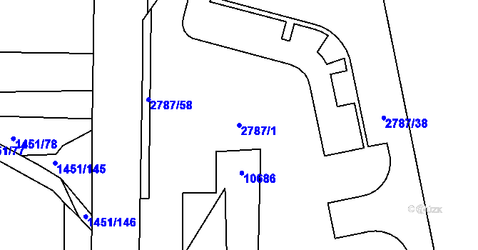 Parcela st. 2787/1 v KÚ Hodonín, Katastrální mapa