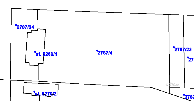 Parcela st. 2787/4 v KÚ Hodonín, Katastrální mapa