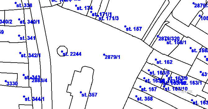 Parcela st. 2879/1 v KÚ Hodonín, Katastrální mapa