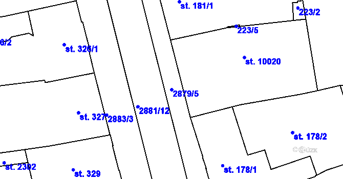 Parcela st. 2879/5 v KÚ Hodonín, Katastrální mapa