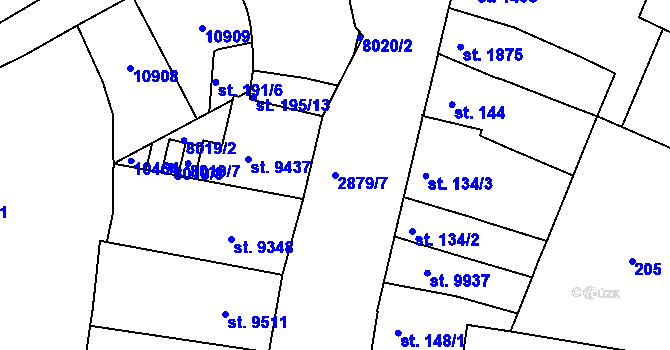 Parcela st. 2879/7 v KÚ Hodonín, Katastrální mapa