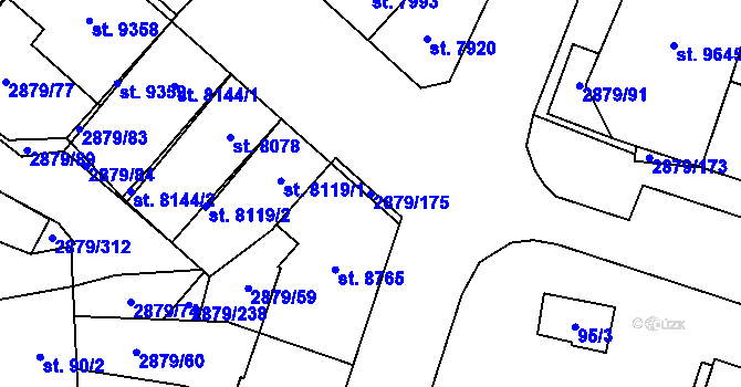 Parcela st. 2879/175 v KÚ Hodonín, Katastrální mapa